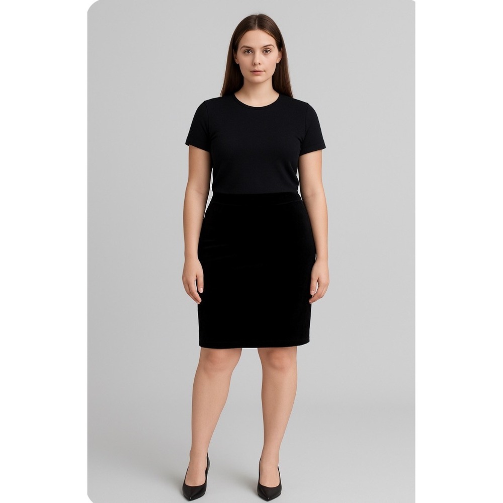 Black Velour Stretch Pencil Skirt sz 0X (12W-14W) Grunge Witchy Edgy Chic